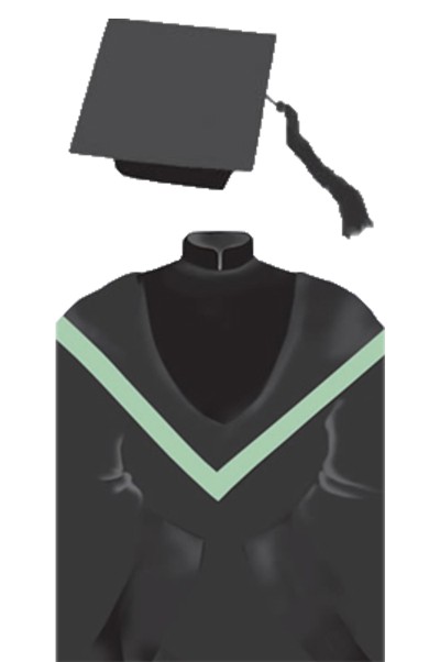 個人設計中大社會科學院学士畢業袍 綠色披肩長袍 畢業袍生產商DA295 正面照
